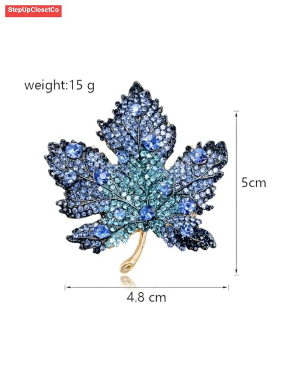 Rhinestone Maple Leaf Brooch Pin Women Sparkling Lapel Pin Fall Thanksgiving